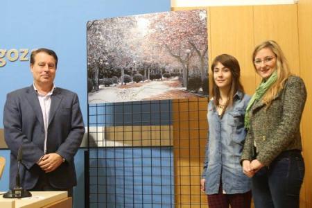 Alicia Gracia y Sandra Liarte ganadoras del concurso de decoraci�n de pavimentos de Zaragoza.